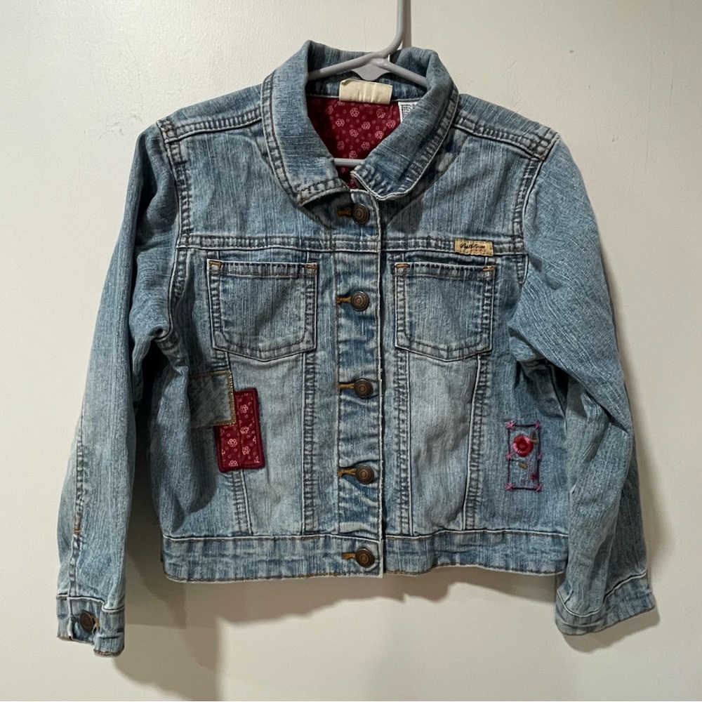 Girl’s Levi Strauss Denim Blue Jean Jacket Patches Embroidery Casual Play